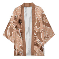 Hawaii Brown Hibiscus Pikake Lei Kimono - Polynesian Pride