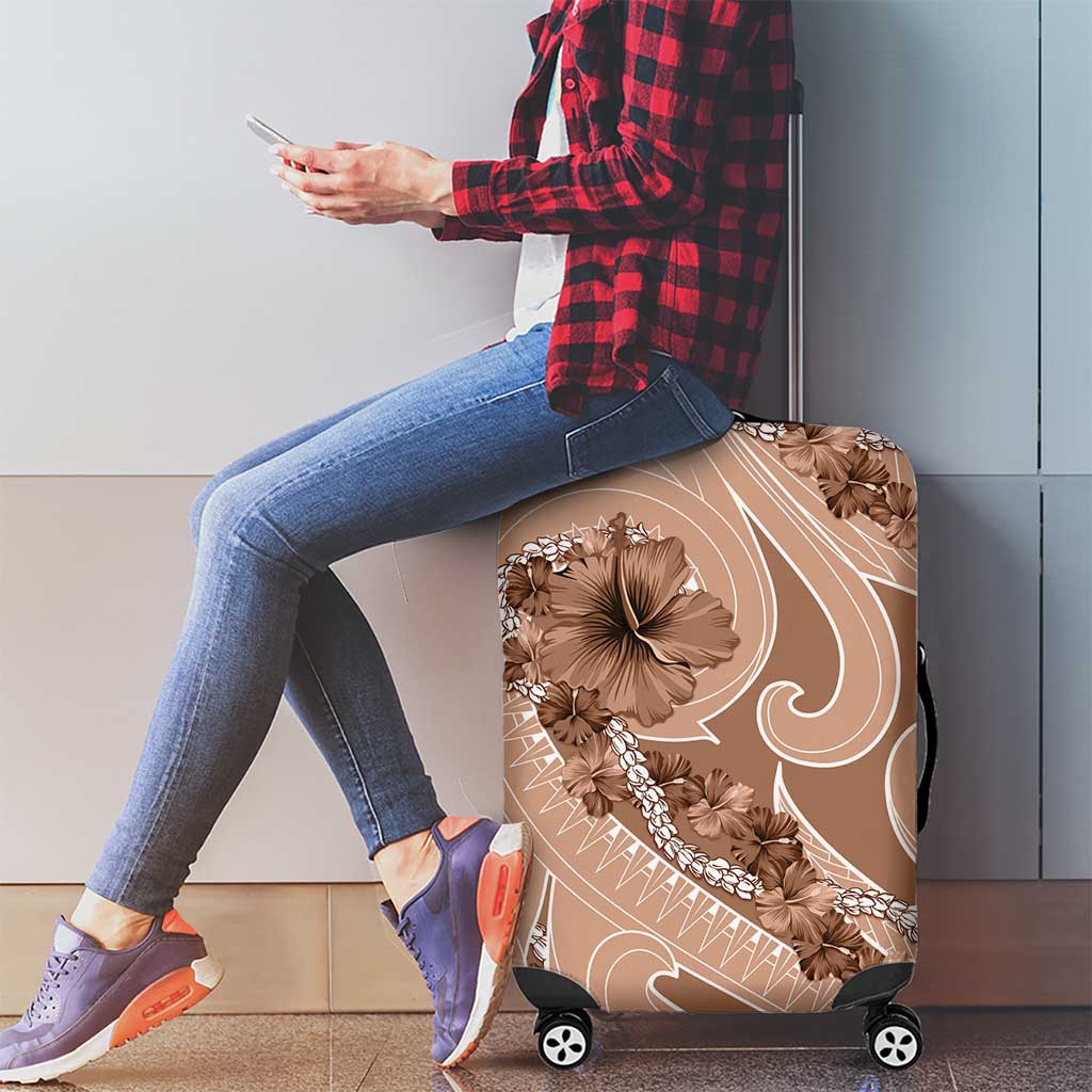 Hawaii Brown Hibiscus Pikake Lei Luggage Cover - Polynesian Pride