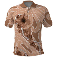 Hawaii Brown Hibiscus Pikake Lei Polo Shirt - Polynesian Pride