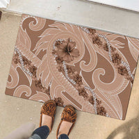Hawaii Brown Hibiscus Pikake Lei Rubber Doormat - Polynesian Pride