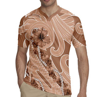 Hawaii Brown Hibiscus Pikake Lei Rugby Jersey - Polynesian Pride