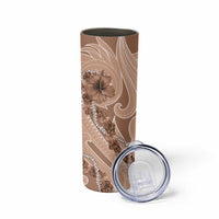 Hawaii Brown Hibiscus Pikake Lei Skinny Tumbler - Polynesian Pride
