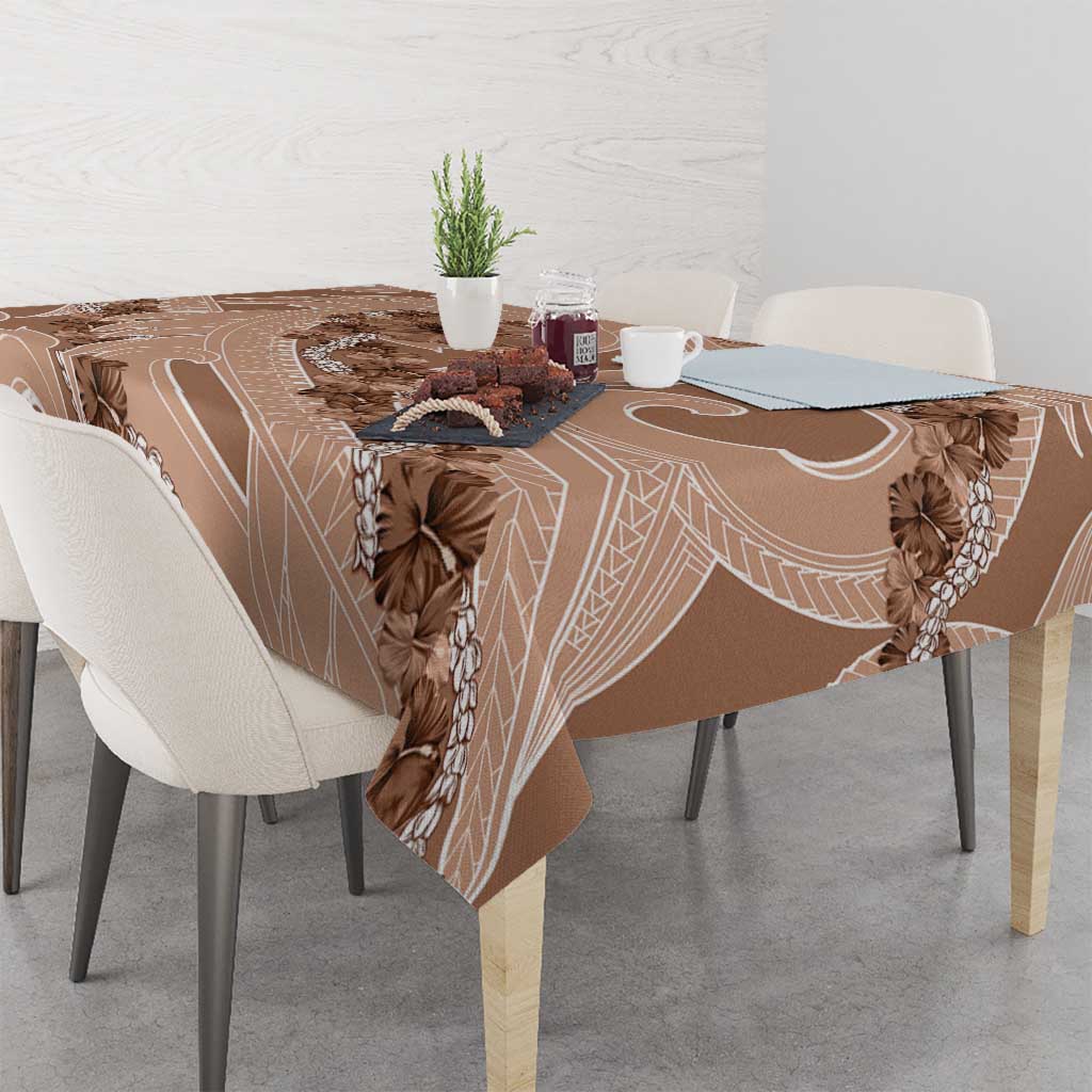 Hawaii Brown Hibiscus Pikake Lei Tablecloth - Polynesian Pride