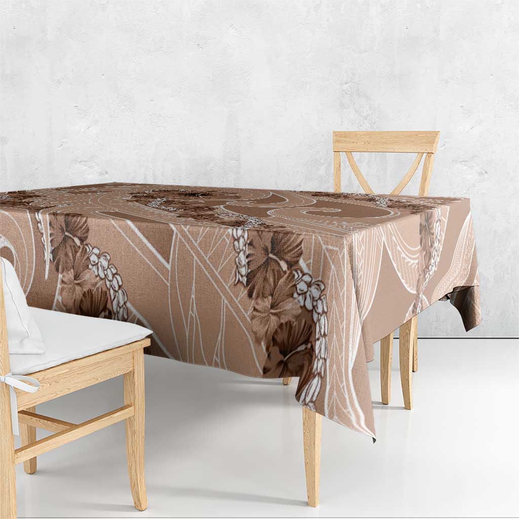 Hawaii Brown Hibiscus Pikake Lei Tablecloth - Polynesian Pride