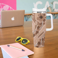 Hawaii Brown Hibiscus Pikake Lei Tumbler With Handle - Polynesian Pride