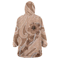Hawaii Brown Hibiscus Pikake Lei Wearable Blanket Hoodie LT05 - Polynesian Pride