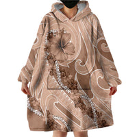 Hawaii Brown Hibiscus Pikake Lei Wearable Blanket Hoodie LT05 - Polynesian Pride