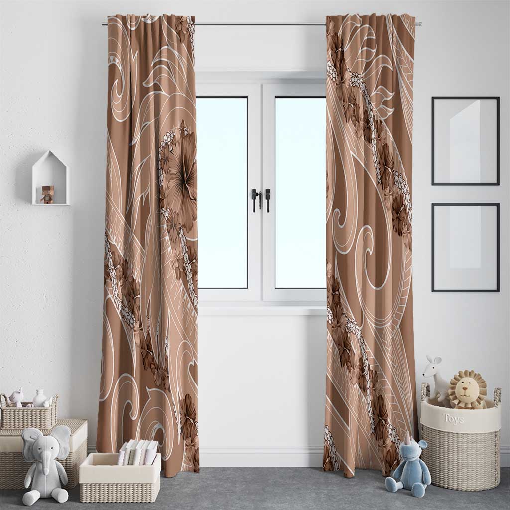 Hawaii Brown Hibiscus Pikake Lei Window Curtain - Polynesian Pride