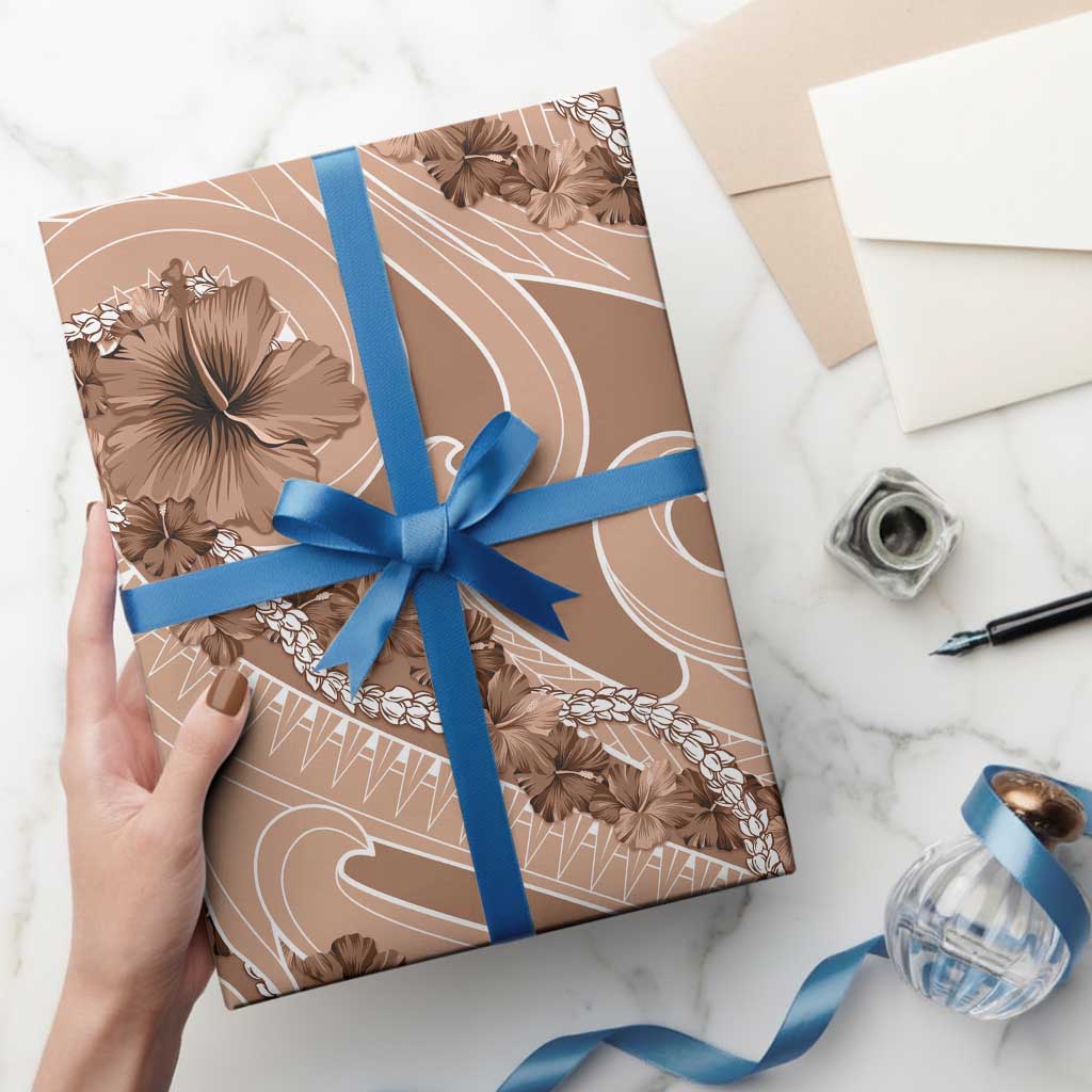 Hawaii Brown Hibiscus Pikake Lei Wrapping Paper - Polynesian Pride