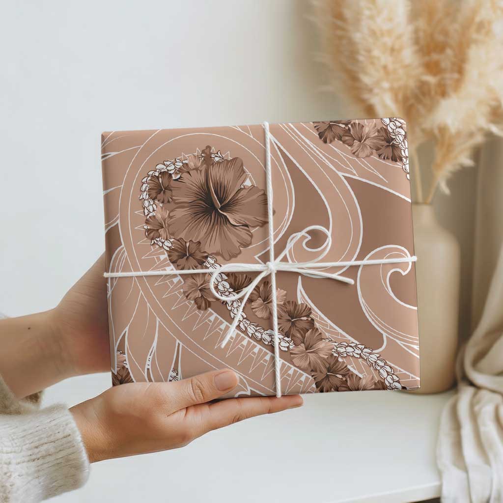 Hawaii Brown Hibiscus Pikake Lei Wrapping Paper - Polynesian Pride