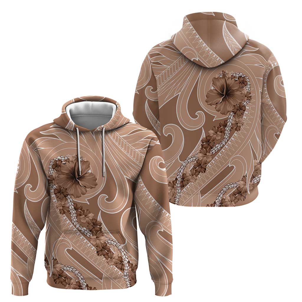 Hawaii Brown Hibiscus Pikake Lei Zip Hoodie - Polynesian Pride