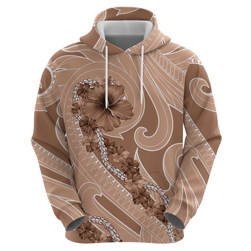 Hawaii Brown Hibiscus Pikake Lei Zip Hoodie - Polynesian Pride