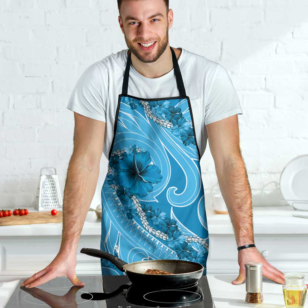 Hawaii Blue Hibiscus Pikake Lei Apron - Polynesian Pride