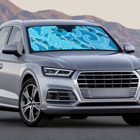 Hawaii Blue Hibiscus Pikake Lei Auto Sun Shade - Polynesian Pride