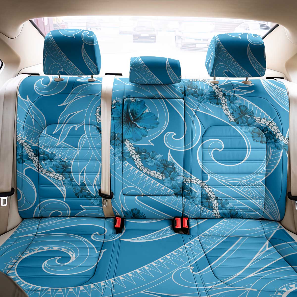 Hawaii Blue Hibiscus Pikake Lei Back Car Seat Cover LT05 - Polynesian Pride
