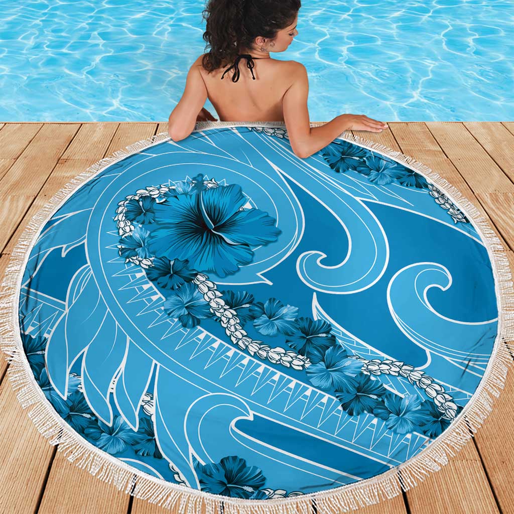 Hawaii Blue Hibiscus Pikake Lei Beach Blanket LT05 - Polynesian Pride