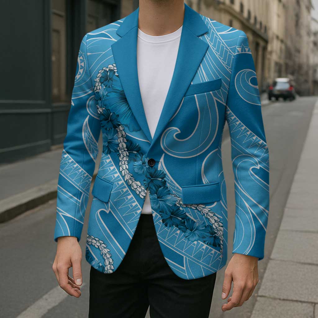 Hawaii Blue Hibiscus Pikake Lei Blazer LT05 - Polynesian Pride