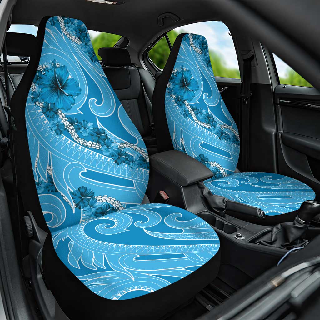 Hawaii Blue Hibiscus Pikake Lei Car Seat Cover - Polynesian Pride