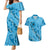 Hawaii Blue Hibiscus Pikake Lei Couples Matching Mermaid Dress and Hawaiian Shirt - Polynesian Pride