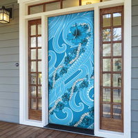Hawaii Blue Hibiscus Pikake Lei Door Cover - Polynesian Pride