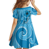 Hawaii Blue Hibiscus Pikake Lei Family Matching Long Sleeve Bodycon Dress and Hawaiian Shirt - Polynesian Pride