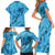 Hawaii Blue Hibiscus Pikake Lei Family Matching Short Sleeve Bodycon Dress and Hawaiian Shirt - Polynesian Pride
