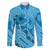 Hawaii Blue Hibiscus Pikake Lei Family Matching Short Sleeve Bodycon Dress and Hawaiian Shirt - Polynesian Pride