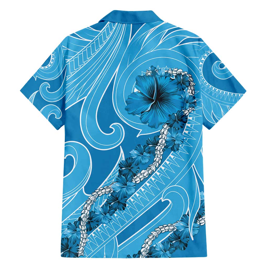 Hawaii Blue Hibiscus Pikake Lei Family Matching Tank Maxi Dress and Hawaiian Shirt - Polynesian Pride