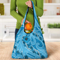 Hawaii Blue Hibiscus Pikake Lei Grocery Bag - Polynesian Pride