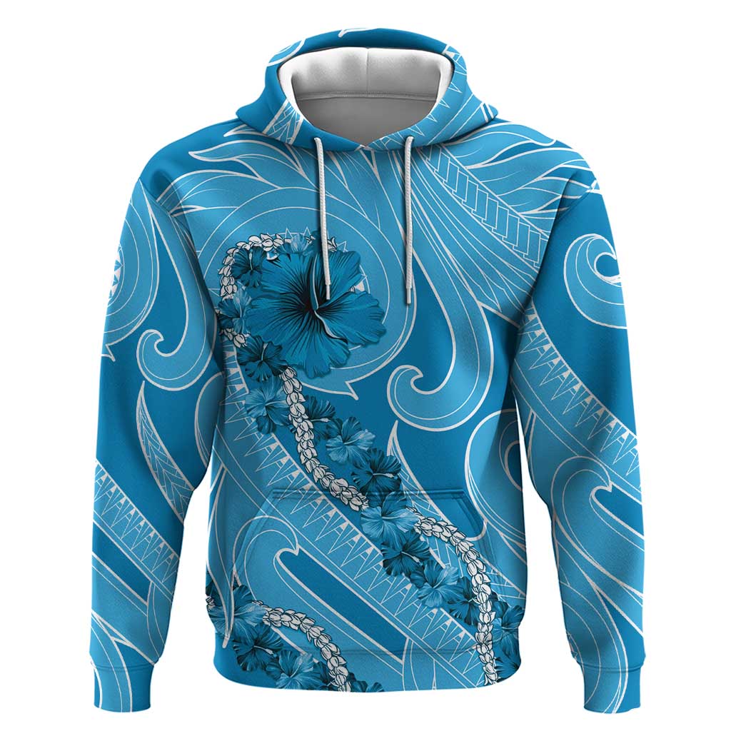 Hawaii Blue Hibiscus Pikake Lei Hoodie - Polynesian Pride