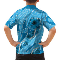 Hawaii Blue Hibiscus Pikake Lei Kid Hawaiian Shirt LT05 - Polynesian Pride