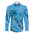 Hawaii Blue Hibiscus Pikake Lei Long Sleeve Button Shirt - Polynesian Pride