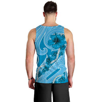 Hawaii Blue Hibiscus Pikake Lei Men Tank Top LT05 - Polynesian Pride