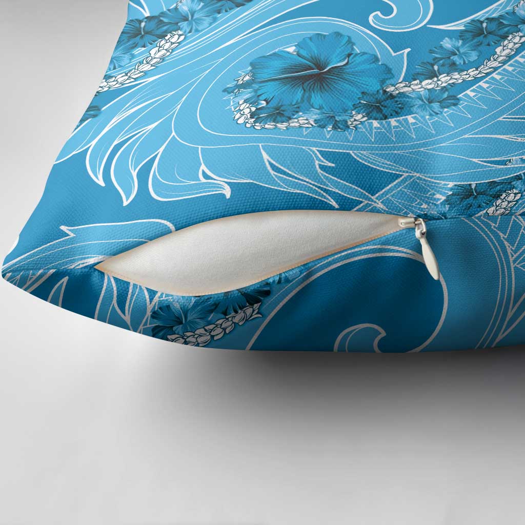 Hawaii Blue Hibiscus Pikake Lei Pillow Cover - Polynesian Pride