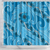 Hawaii Blue Hibiscus Pikake Lei Shower Curtain - Polynesian Pride