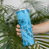 Hawaii Blue Hibiscus Pikake Lei Skinny Tumbler - Polynesian Pride