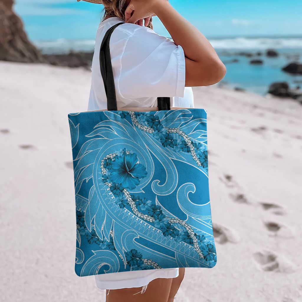 Hawaii Blue Hibiscus Pikake Lei Tote Bag LT05 - Polynesian Pride