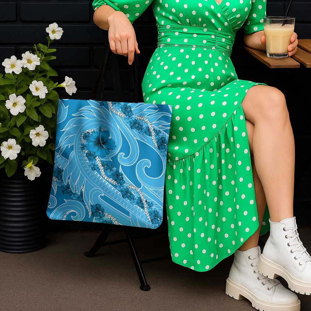 Hawaii Blue Hibiscus Pikake Lei Tote Bag LT05 - Polynesian Pride