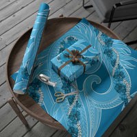 Hawaii Blue Hibiscus Pikake Lei Wrapping Paper - Polynesian Pride