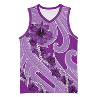 Hawaii Violet Hibiscus Pikake Lei Basketball Jersey LT05 Unisex Violet - Polynesian Pride