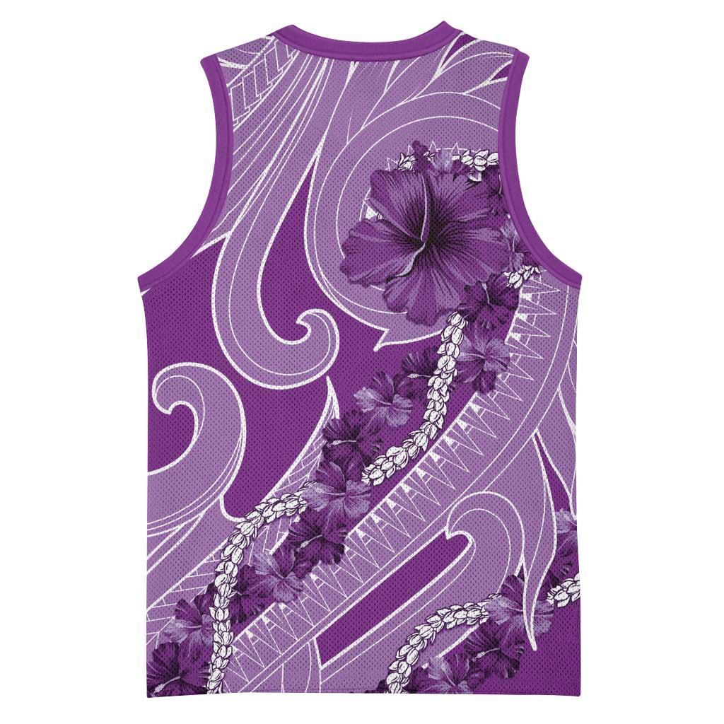 Hawaii Violet Hibiscus Pikake Lei Basketball Jersey LT05 - Polynesian Pride