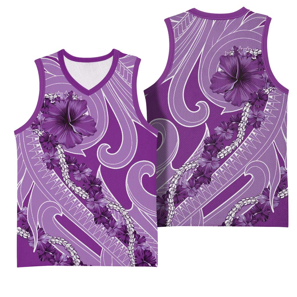 Hawaii Violet Hibiscus Pikake Lei Basketball Jersey LT05 - Polynesian Pride