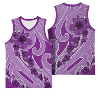 Hawaii Violet Hibiscus Pikake Lei Basketball Jersey LT05 - Polynesian Pride