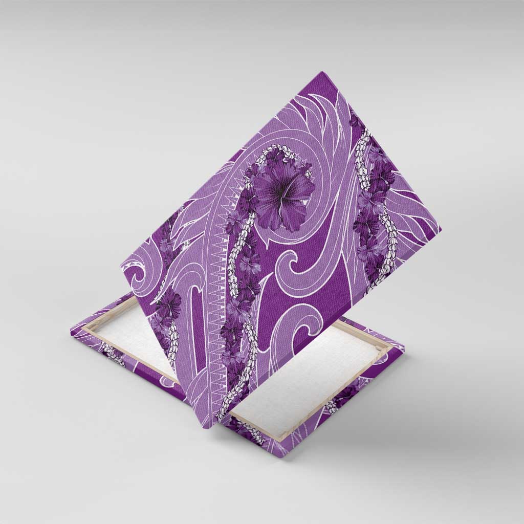 Hawaii Violet Hibiscus Pikake Lei Canvas Wall Art LT05 With Frame Violet - Polynesian Pride