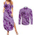 Hawaii Violet Hibiscus Pikake Lei Couples Matching Summer Maxi Dress and Long Sleeve Button Shirt - Polynesian Pride