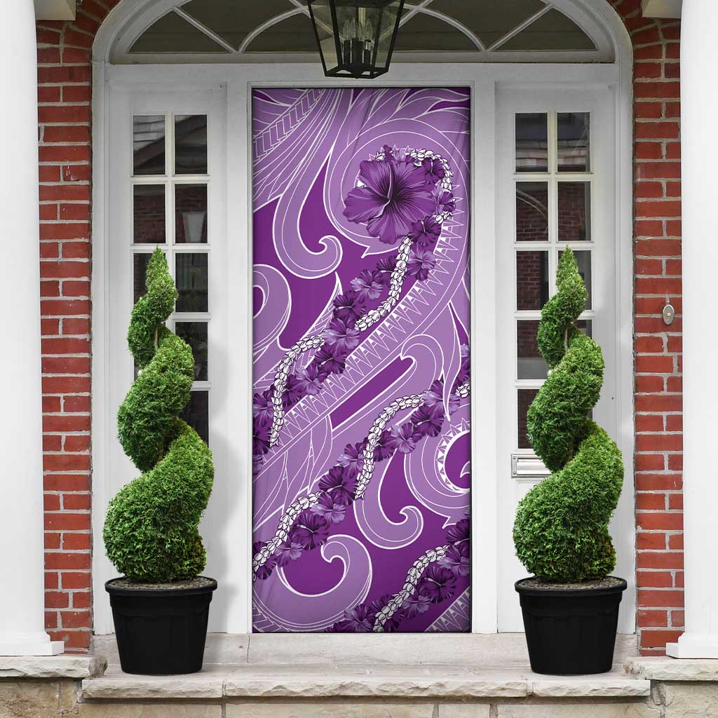 Hawaii Violet Hibiscus Pikake Lei Door Cover - Polynesian Pride