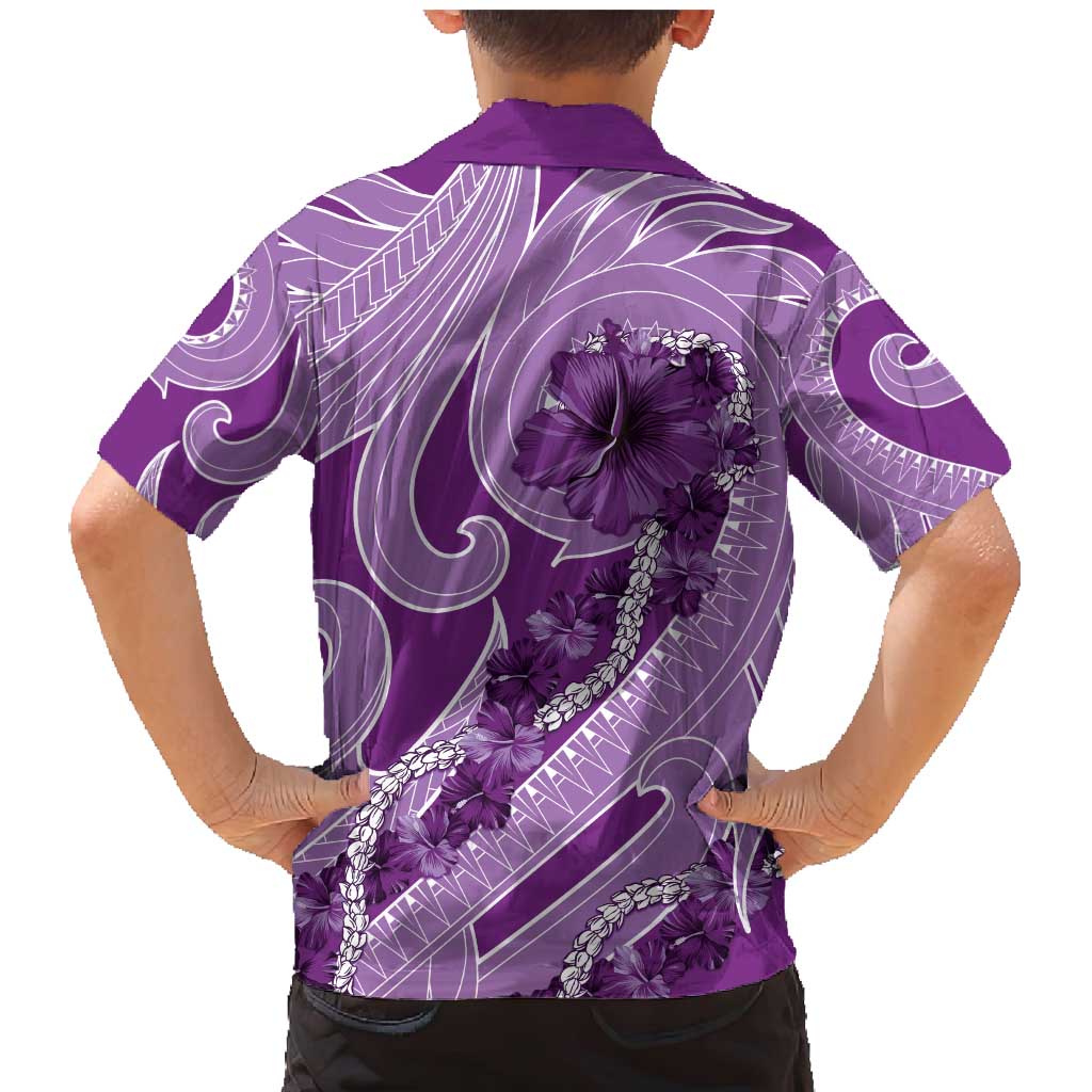 Hawaii Violet Hibiscus Pikake Lei Family Matching Mermaid Dress and Hawaiian Shirt - Polynesian Pride
