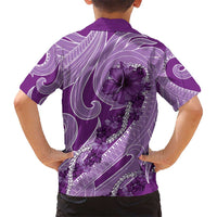 Hawaii Violet Hibiscus Pikake Lei Kid Hawaiian Shirt LT05 - Polynesian Pride