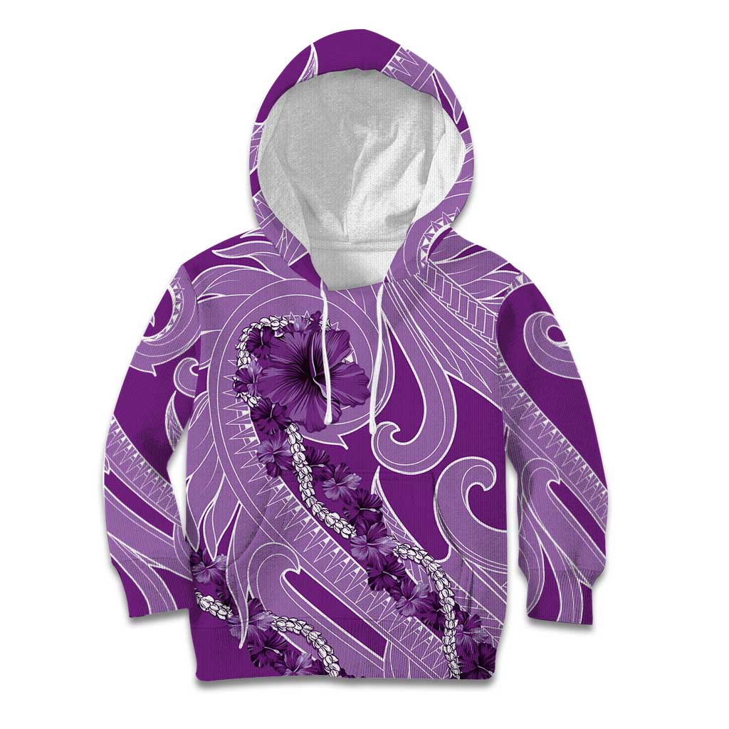 Hawaii Violet Hibiscus Pikake Lei Kid Hoodie - Polynesian Pride