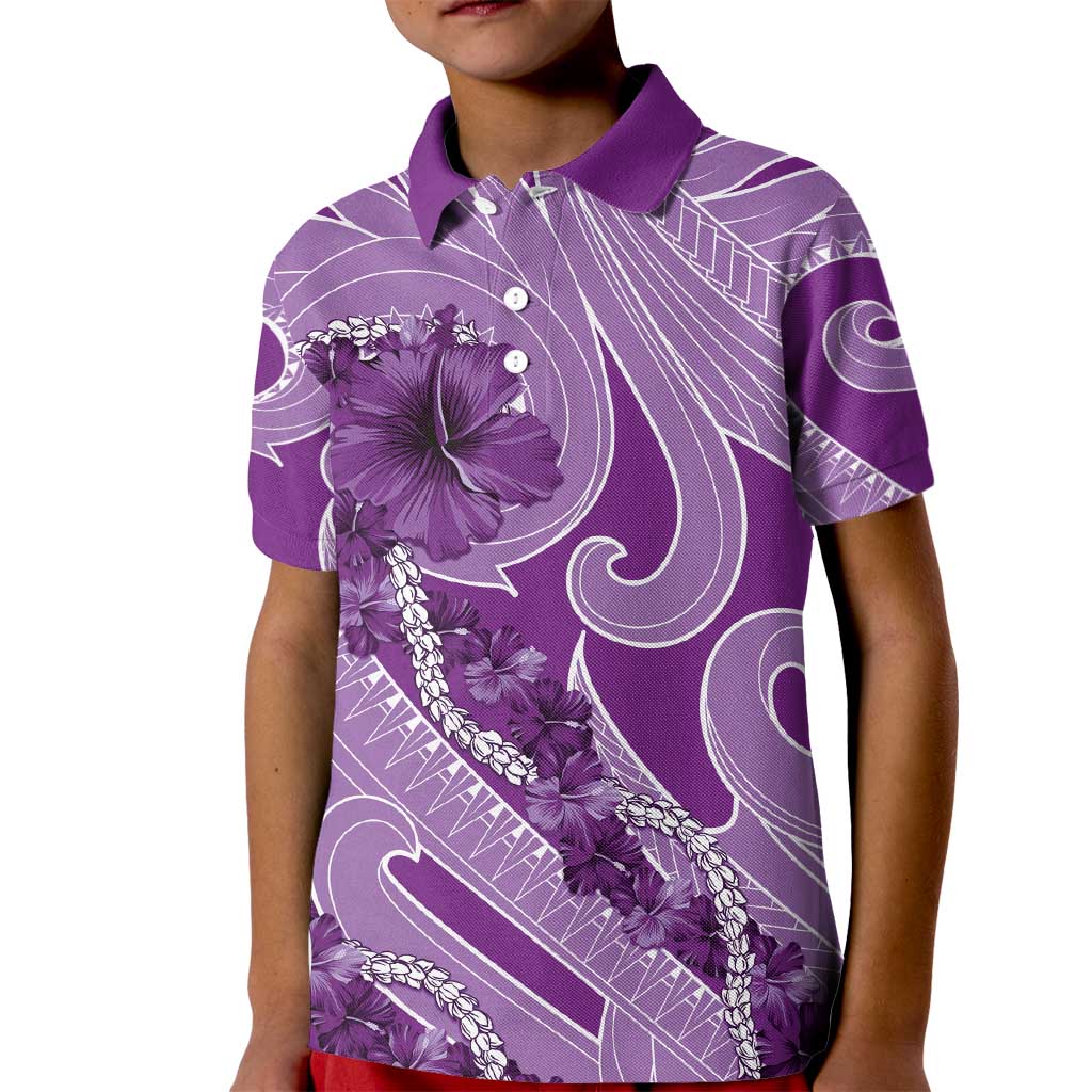 Hawaii Violet Hibiscus Pikake Lei Kid Polo Shirt LT05 Kid Violet - Polynesian Pride